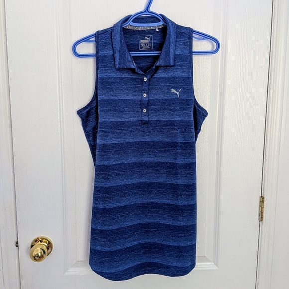 PUMA Racerback Sleeveless Golf Polo – Heathered Blue, Women’s Size M #99 - Picture 2 of 5
